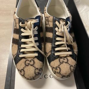 Gucci ace wool brown gg print